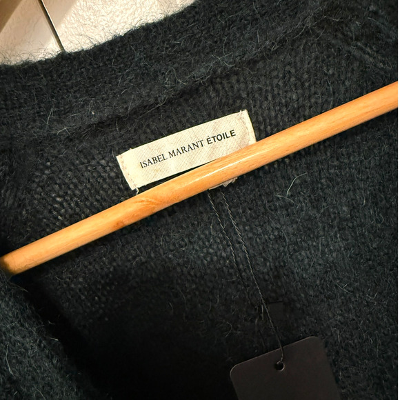 NEW! Isabel Marant S Kid Mohair $599 Long Cardigan Sweater Oversized Teal Green - Picture 5 of 8